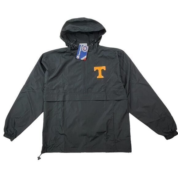 New Champion Men US S Black Windbreaker Anorak Jacket Lightweight Pullover - Picture 2 of 14